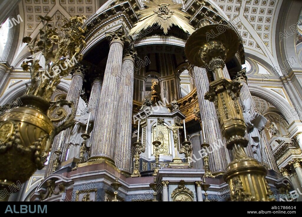 Puebla Cathedral (1575-1690).Interior. City of Puebla, Mexico. .