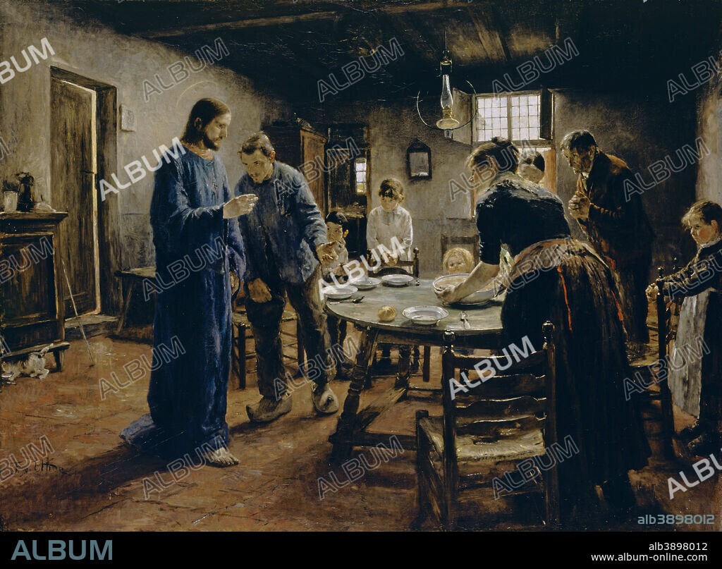 FRITZ VON UHDE. Das Tischgebet / The Mealtime Prayer. Date/Period: 1885. Painting. Oil on canvas. Height: 130 cm (51.1 in); Width: 165 cm (64.9 in).