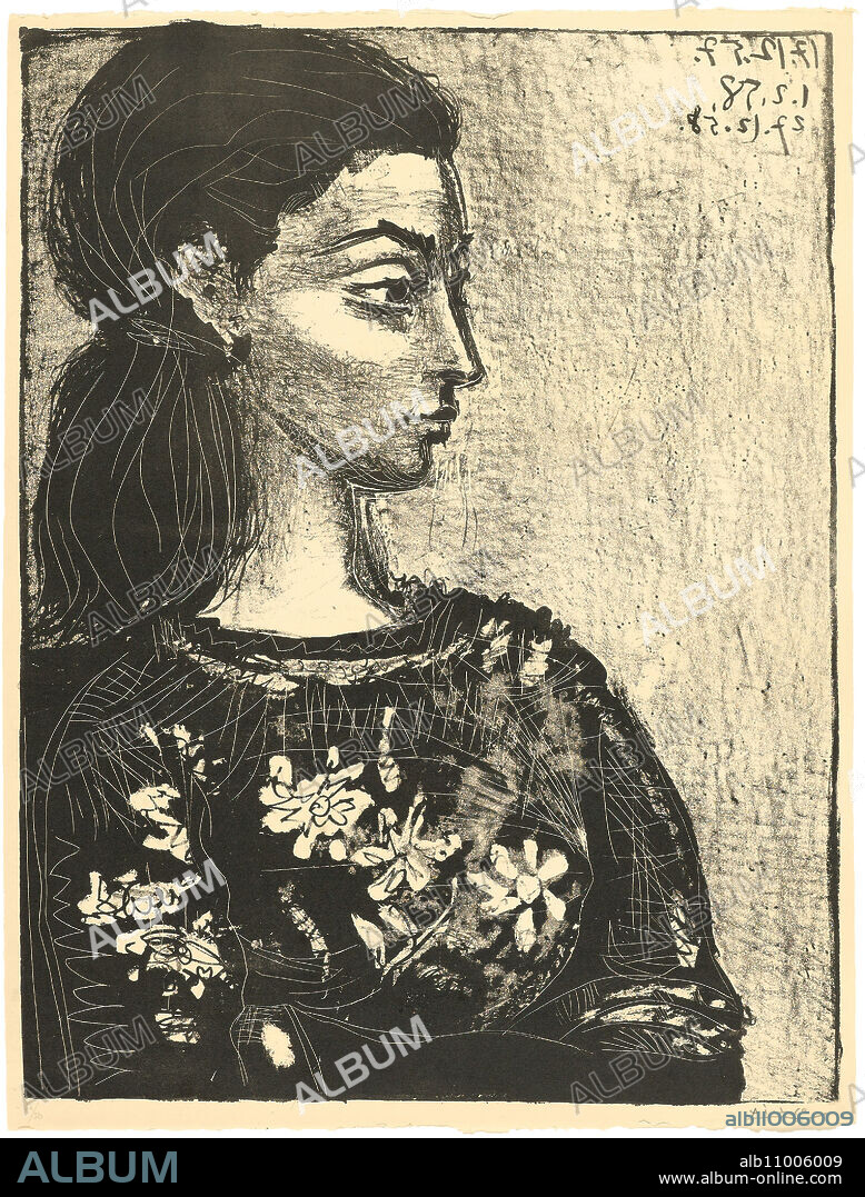 PABLO PICASSO. Femme au corsage à fleurs.