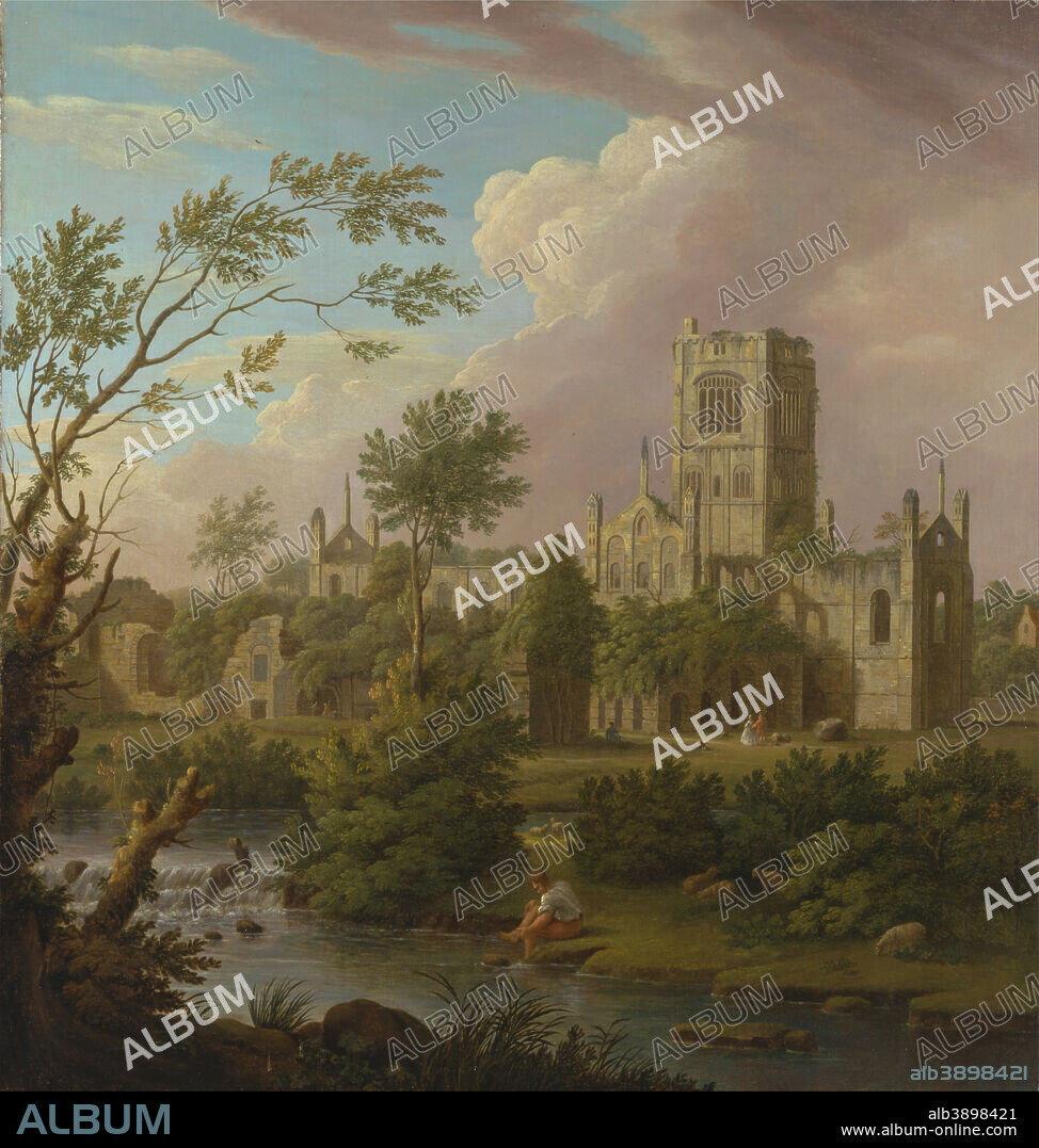 GEORGE LAMBERT. Kirkstall Abbey, Yorkshire. Date/Period: 1747. Painting. Oil on canvas. 117.2 × 110.8 cm (46.1 × 43.6 in).