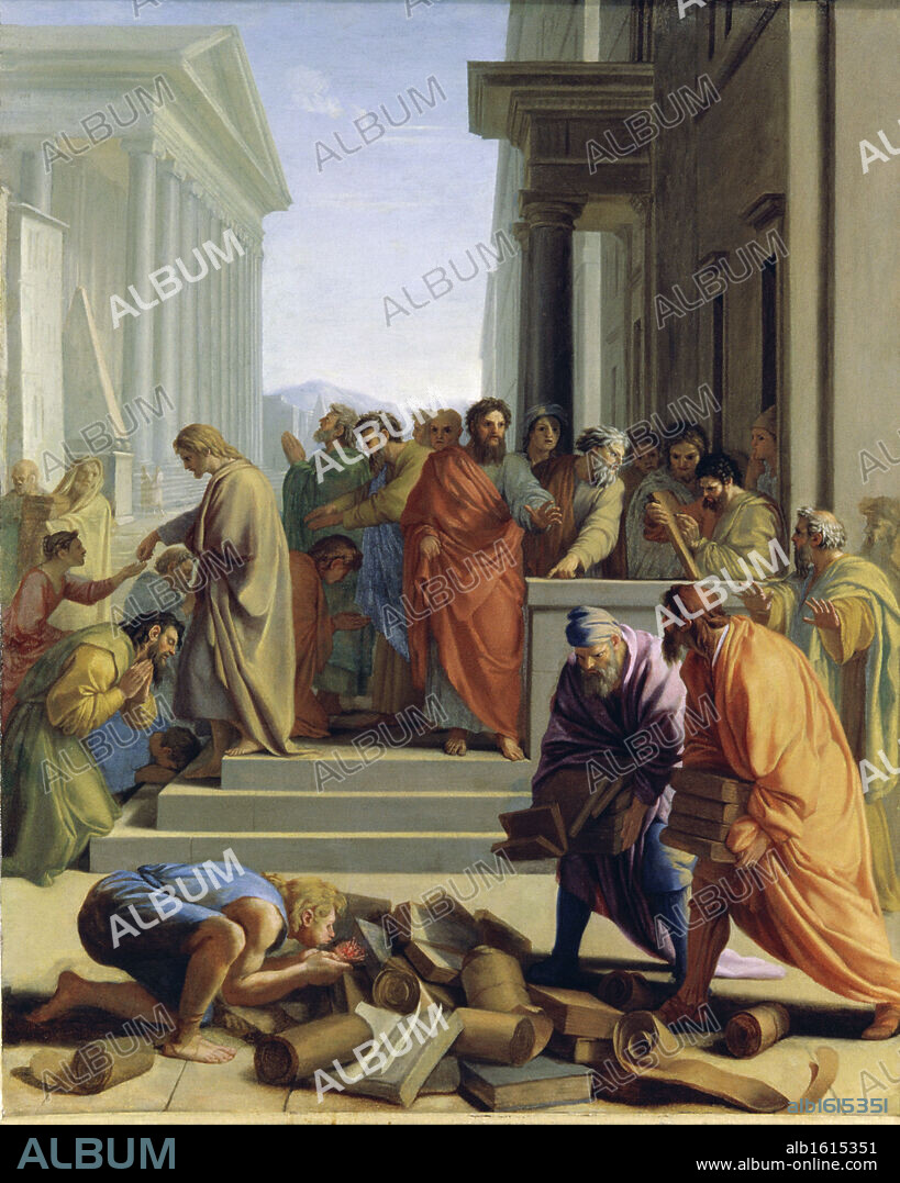 EUSTACHE LESUEUR. Saint Paul Preaching in Ephesus   1649  Eustache Le Sueur (1617-1655/ French)   Oil on wood panel  Musee du Louvre, Paris.