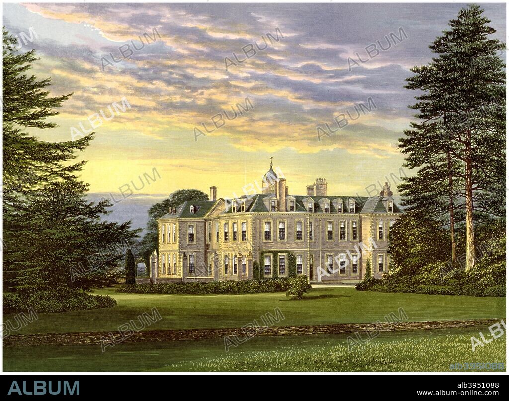 Hanbury Hall, Worcestershire, home of the Vernon family, c1880. The house was designed in 1701 in William and Mary style by William Rudhall for Thomas Vernon. A print from A Series of Picturesque Views of Seats of the Noblemen and Gentlemen of Great Britain and Ireland, edited by Reverend FO Morris, Volume V, William Mackenzie, London, c1880. Wood-engraved plates after paintings by Benjamin Fawcett and Alexander Francis Lydon.