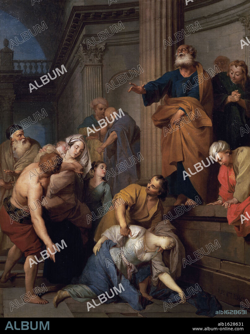 Death Of Saphira, Wife Of Ananias  Mort De Saphire, Femme D'ananie  Sebastian Le Clerc (1637-1714 French)  Musee du Louvre, Paris, France.