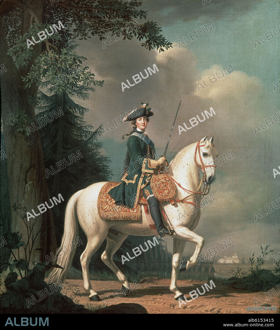 VIGILIUS ERICHSEN. RETRATO ECUESTRE DE CATALINA II LA GRANDE DE RUSIA (1729-1796) - SIGLO XVIII.