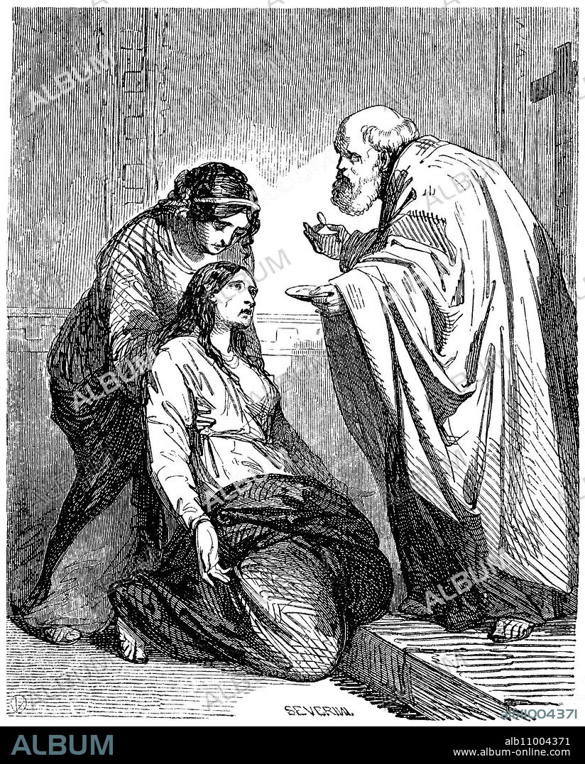 Peronella de Roma, santa Petronila (siglo I), mártir. Grabado de 1852.