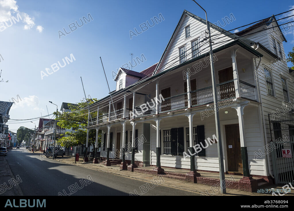 Colonial wooden buildings, UNESCO World Heritage Site, Paramaribo, Surinam, South America.