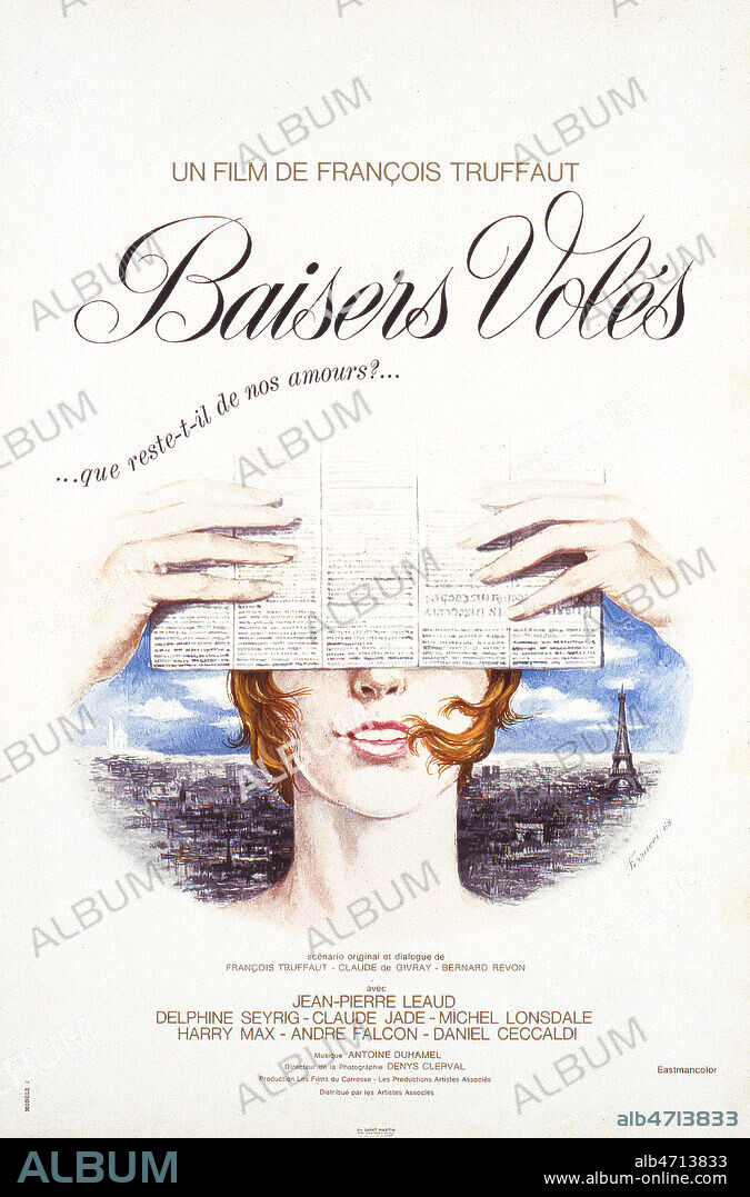 Baisers voles. Affiche du film realise en 1968 par Francois TRUFFAULT (1932-1984) avec Claude JADE (1948-2006). Illustration de Rene FERRACCI (1927-1982). ADAGP. Credit : Coll. Perron/KHARBINE-TAPABOR.
