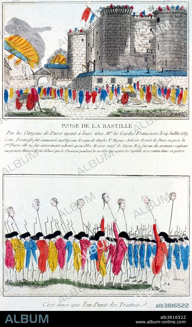 On July 14, in the wake of the July 11 dismissal of Jacques Necker, the people of Paris, fearful that they and their representatives would be attacked by the royal military, and seeking to gain ammunition and gunpowder for the general populace, stormed the Bastille, a medieval fortress and prison in Paris. Besides holding a large cache of ammunition and gunpowder, the Bastille had been known for holding political prisoners whose writings had displeased the royal government, and was thus a symbol of the absolutism of the monarchy. At the time of the siege there were only seven inmates, none of great political significance. When the crowd proved a fair match for the fort's defenders, Governor de Launay, the commander of the Bastille, capitulated and opened the gates to avoid a mutual massacre. But the fighting resumed and 98 attackers and one defender died in the actual fighting, but in the aftermath, de Launay and seven other defenders were killed. The storming became a symbol of the abuses of the monarchy and its fall was the start of the French Revolution. French sketching from 1789.