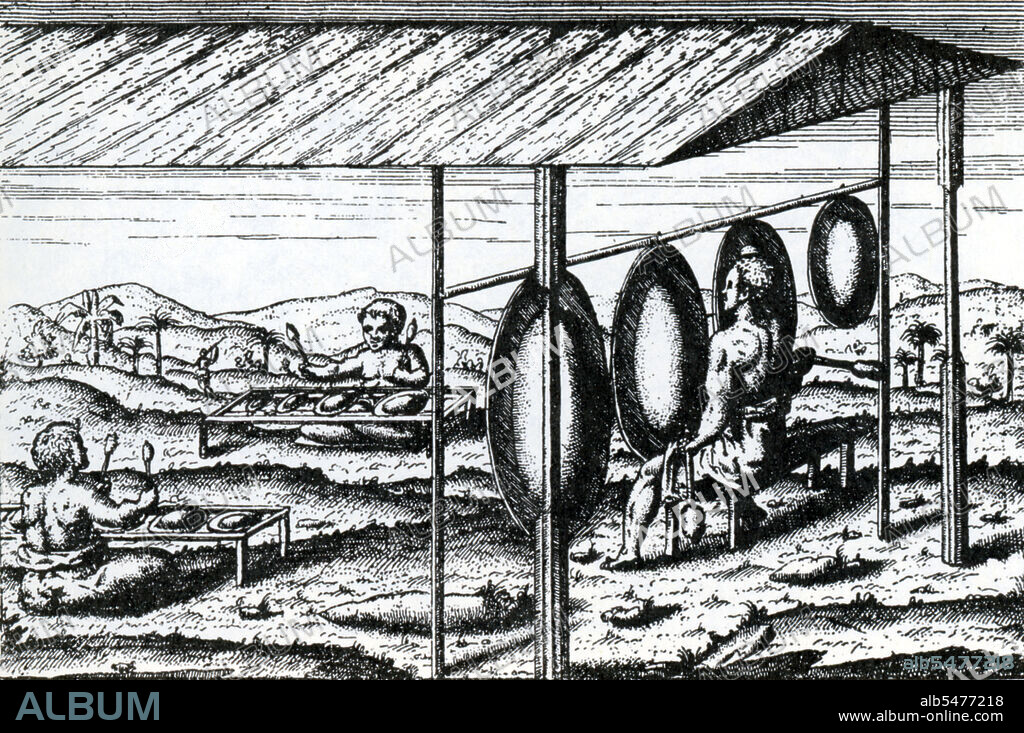 A gong is an East and Southeast Asian musical instrument that takes the form of a flat metal or brass disc which is hit with a mallet. According to the Dutch chronicler Houtman in 1597: '[In Banten,] dancing goes on all night, so that at night there is a great racket of gongs and instruments'.
