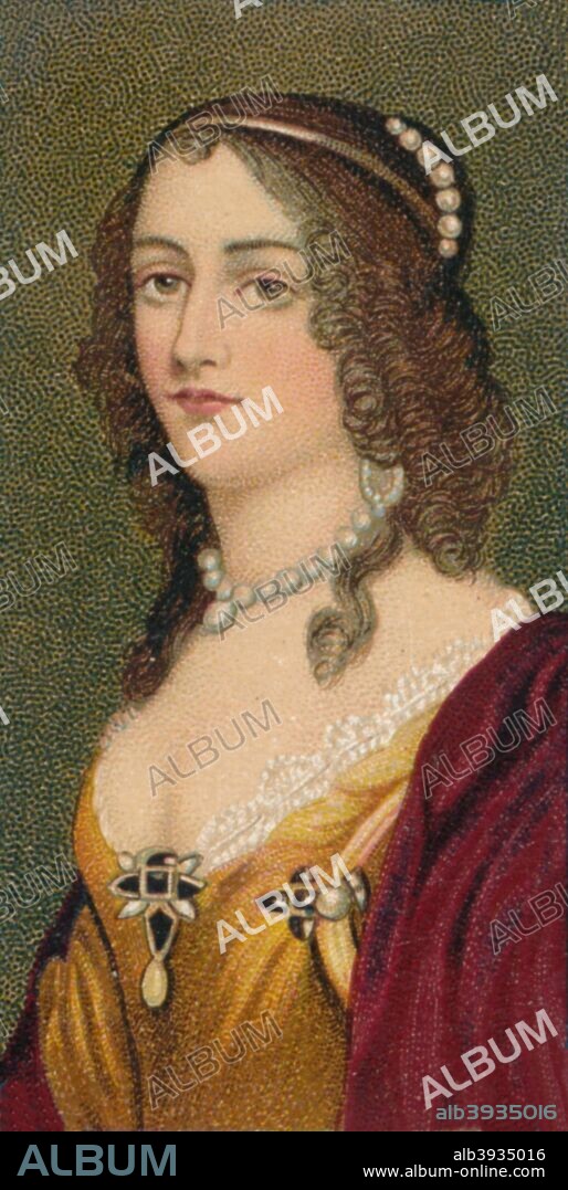 Elisabeth of the Palatinate also known as Elisabeth of Bohemia and Princess Elisabeth of the Palatinate (1618-1680). Eldest daughter of Frederick V, Elector Palatine (1596-1632), who was briefly King of Bohemia, and Elizabeth Stuart (1596-13 February 1662). After a painting by Gerrit van Honthorst (1590-1656). From 'Chairman & Vice-Chair Miniatures' cigarette cards, first series, produced by R. J. Lea, Ltd., Manchester, 1912.