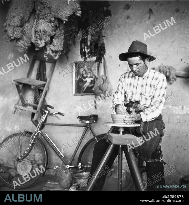Ethnology:. Peru. Potter at work. Photo, undated c.1961.