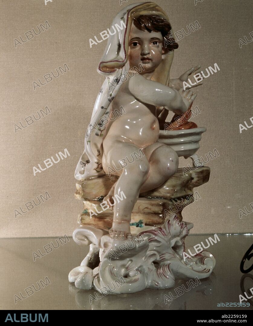 BACO. PERSONAJE MITOLOGICO. DIOS ROMANO FIGURA EN CERAMICA DEL BUEN RETIRO. MUSEO ARQUEOLOGICO. MADRID.