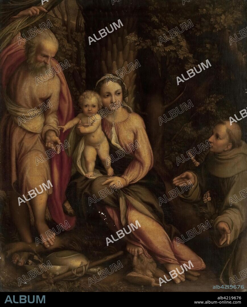CORREGGIO. 'Rest on the Flight into Egypt with St Francis (copy)'. Italy. Dimensions: 119x100 cm.