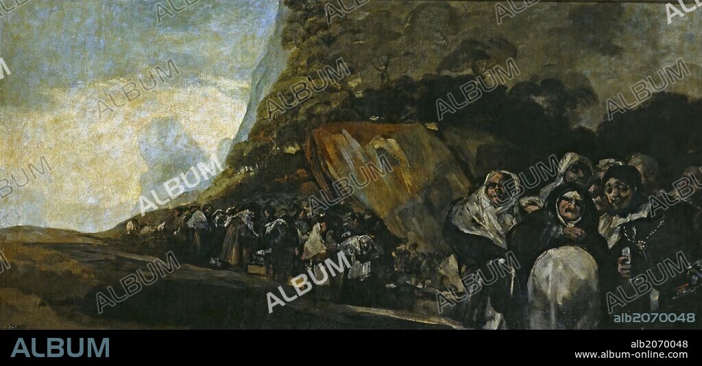 Francisco de Goya y Lucientes / 'Peregrinación a la Fuente de San Isidro, o El Santo Oficio', 1820-1823, Escuela Española, Técnica mixta sobre Revestimiento mural, 127 cm x 266 cm, P00755.