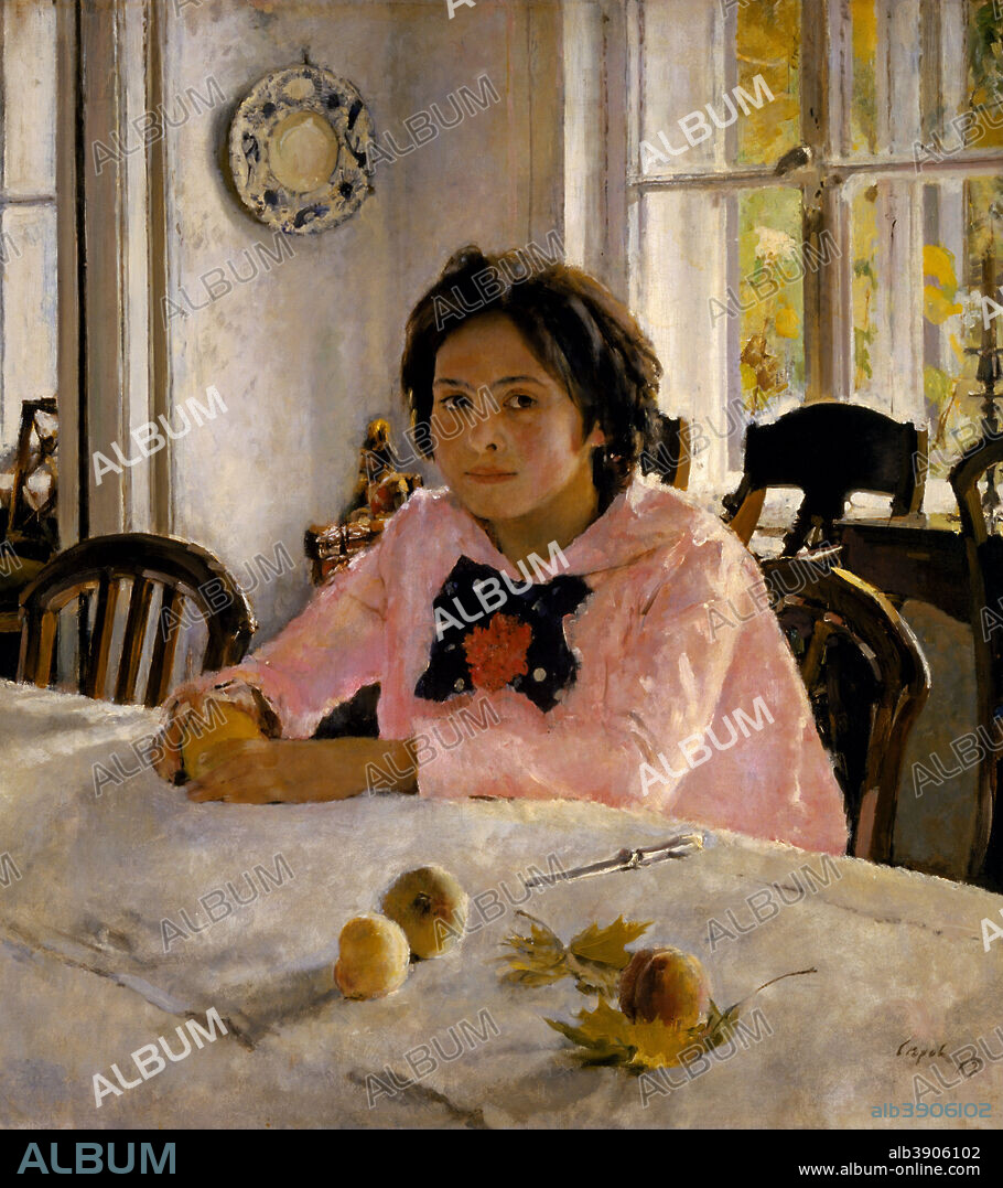 VALENTIN SEROV. Girl with peaches (Portrait of V.S. Mamontova). Date/Period: 1887. Painting. Oil on canvas. 91 × 85 cm (35.8 × 33.4 in).
