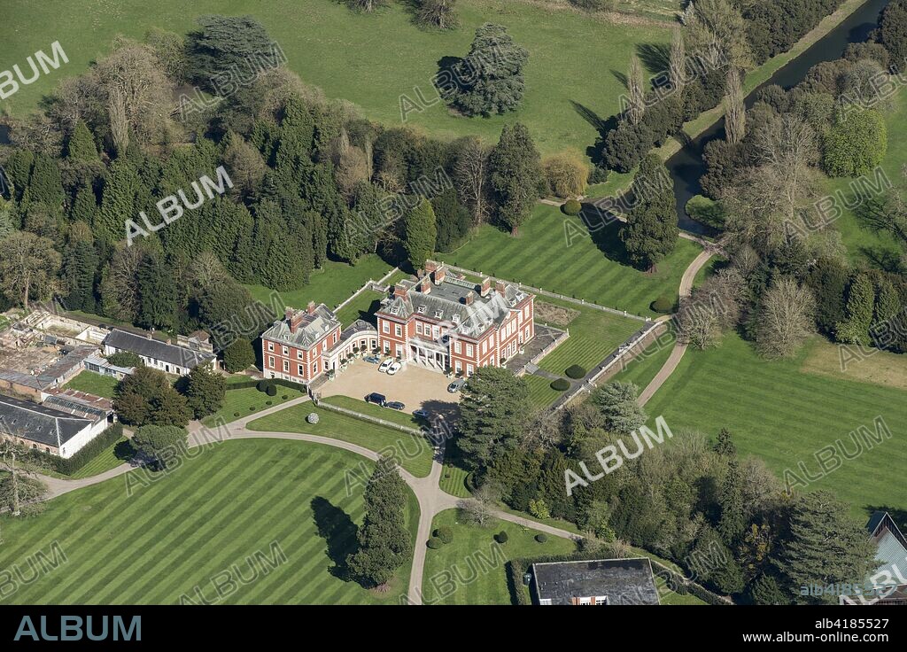 Fawley Court, Fawley, Buckinghamshire, 2018. The design of the house is attributed to Sir Christopher Wren and was the inspiration for Toad Hall in Kenneth Grahame's novel written in 1908.