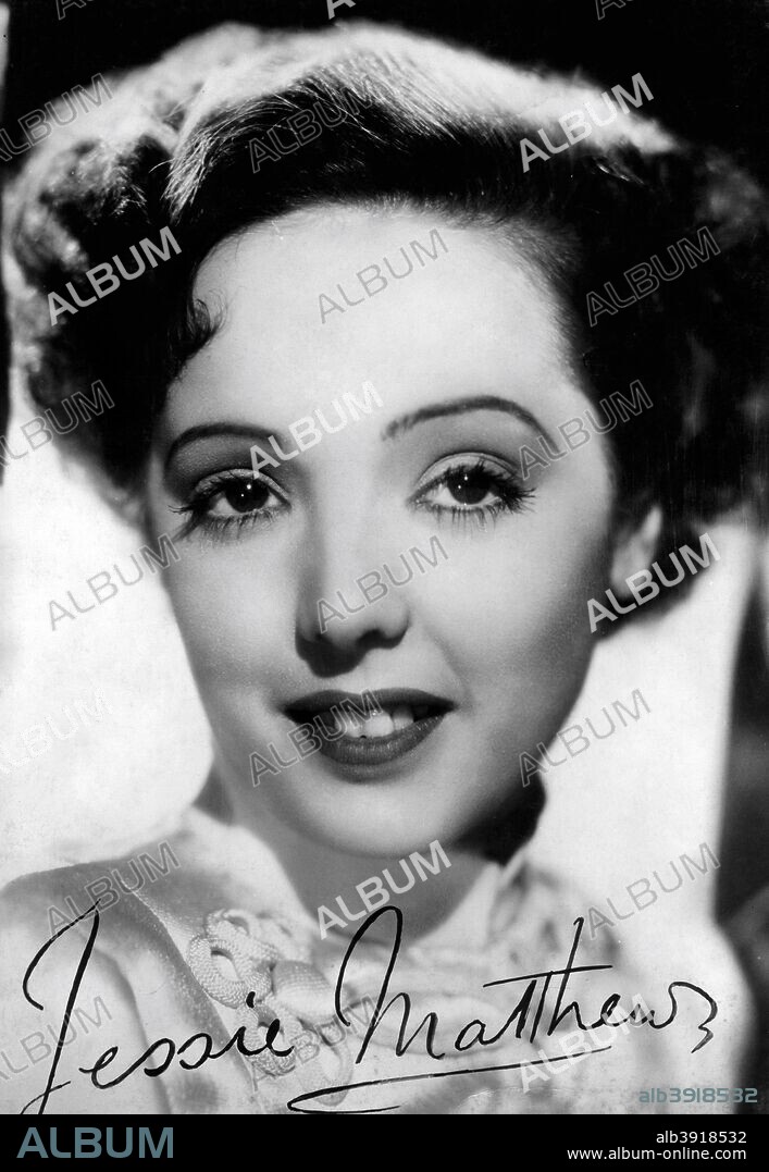 Jessie Matthews (1907-1981), English actress, dancer and singer, c 1930s-c1940s. Signed photograph. Matthews became a big stage star in the late 1920s and 1930s, enjoying some cross-over success in musical films. Her career never quite relaunched after the war though, but she staged a comeback replacing the lead actress in radio soap Mrs Dale's Diary in the 1960s. Her life was blighted by breakdowns of relationships and her own struggles against ill-health and insecurity, and ended, amazingly, buried in an unmarked grave (only rectified after a TV documentary in the late 80s brought this to light).