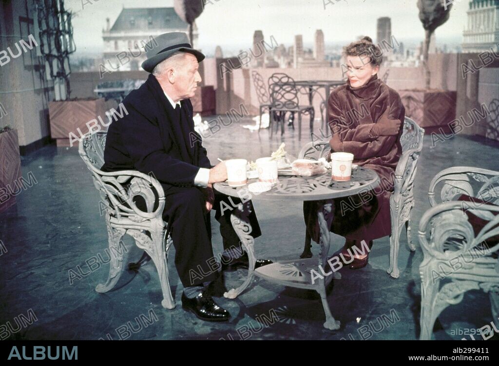 KATHARINE HEPBURN and SPENCER TRACY in DESK SET, 1957, directed by WALTER LANG. Copyright 20TH CENTURY FOX.