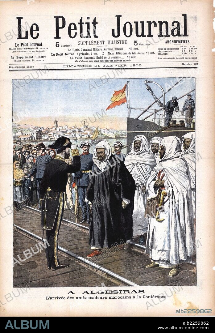 First Moroccan Crisis 1905 - 1906: The Moroccan delegation led by Sidi Mohammed ben Larbi Torres, arriving for the Algeciras Conference on the colonial status of Morocco, 16 January to 7 April 1906. Thirteen nations participated and Germany's only ally was Austria.