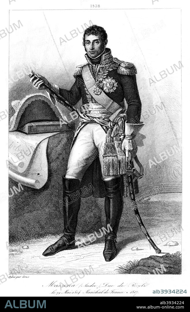 Andre Massena (1758-1817), Marshal of France, 1839. Massena was a French military commander during the Revolutionary and Napoleonic Wars. He is considered by military historians as one of the greatest field commanders in history and is often ranked among generals of his generation second only to Napoleon himself. He was also the Duke of Rivoli and Prince of Essling.