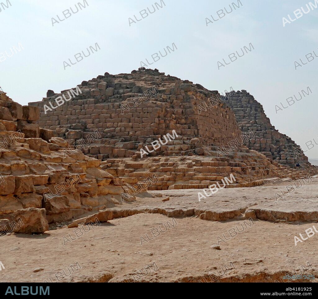 G1b - Meritit. one of the three queen's pyramids. to the east of The Great Pyramid of Khufu. in the Giza necropolis. it is not clear which queen was buried there. it may have been Meritit. who was probably one of Khufu's older wives.