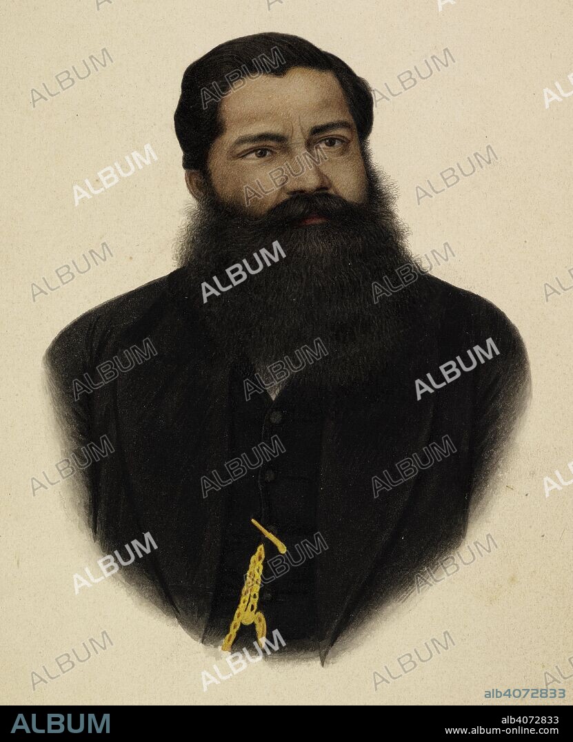 SHIVA DAYAL LAL. Portrait of an Indian gentleman, half-length, with beard, black suit and gold watch-chain. Archer collection. c.1860. Water-colour; 9.75 by 7.5 ins. Source: Add.Or.2393.