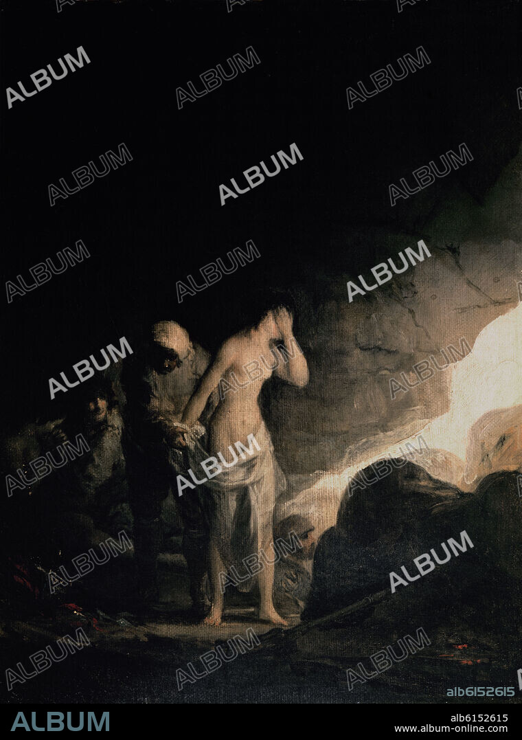 FRANCISCO DE GOYA. BANDOLERO DESNUDANDO A UNA MUJER O ASALTO DE BANDIDOS II 1798-1800 41X31 CM OLEO SOBRE LIENZO.