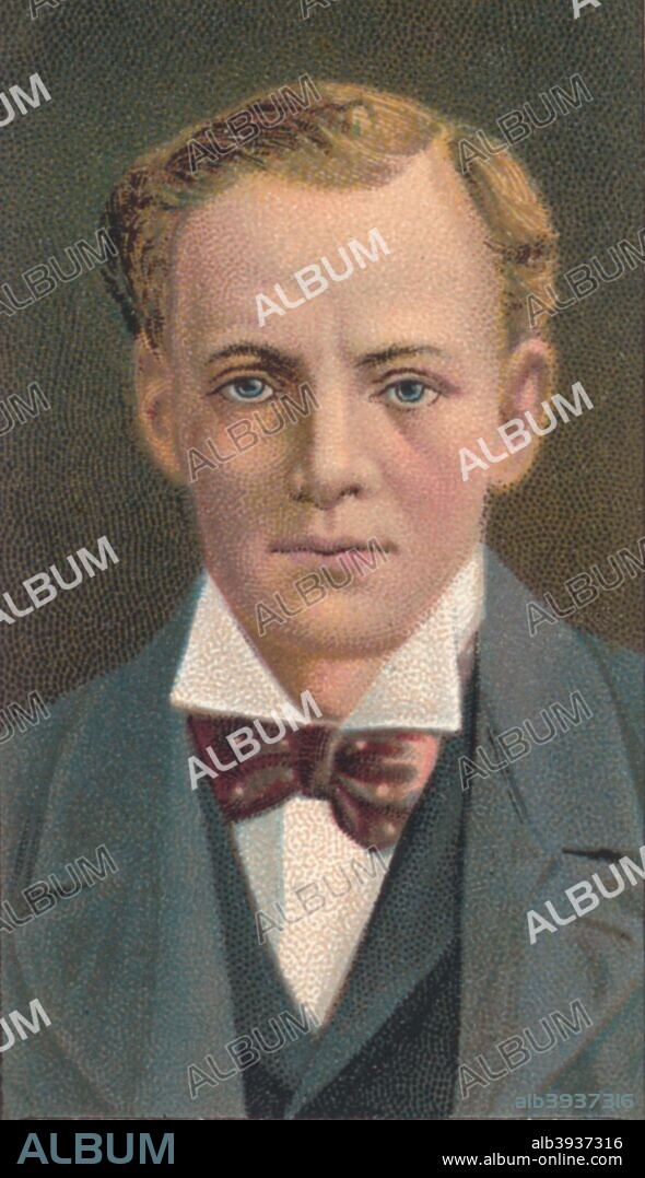 Winston Churchill (1874-1965), British prime minister, famed for his wartime leadership, during World War II. From Hignett's Butterfly Medium Cigarette - Modern Statesmen, 1906.