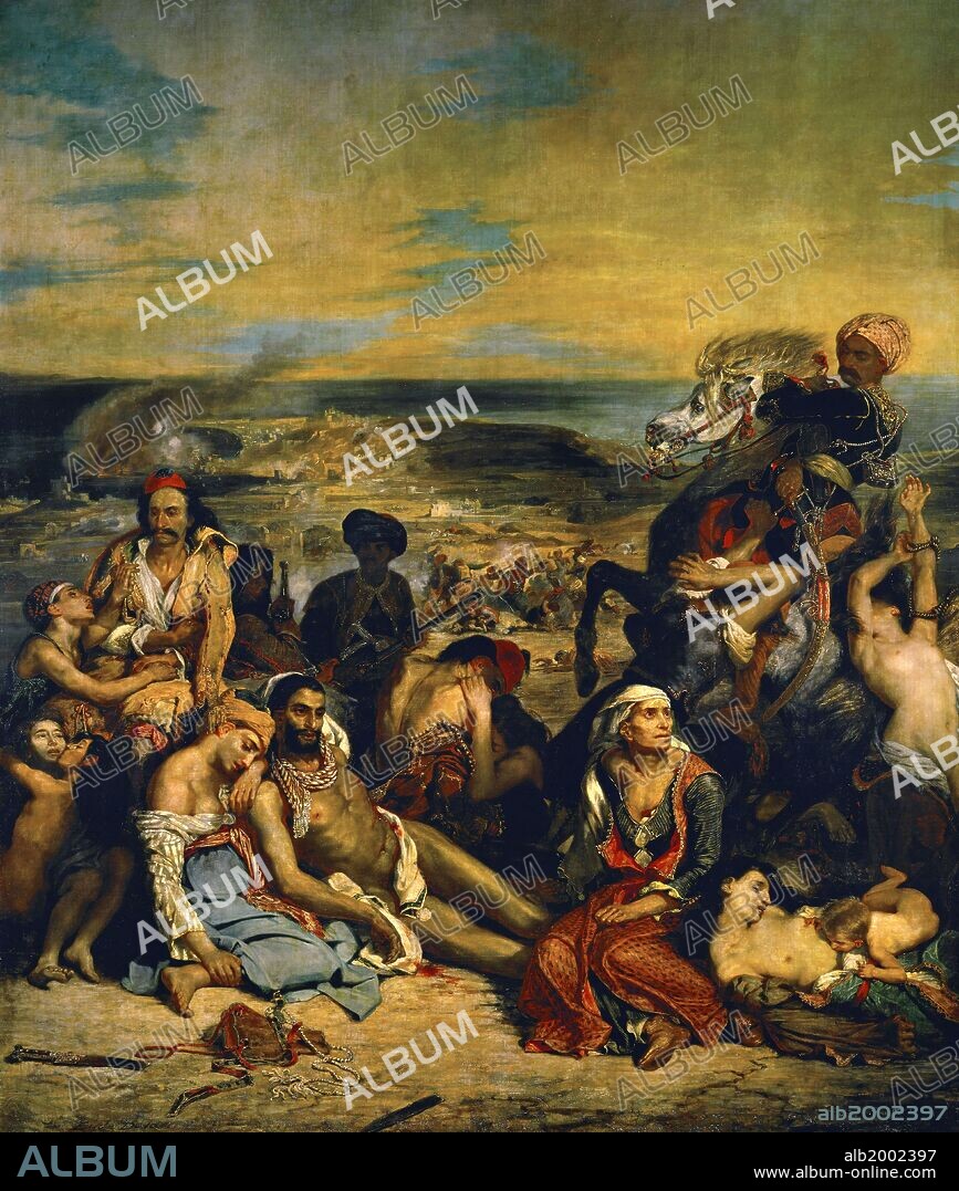 EUGENE DELACROIX. Eugène Delacroix / 'The Massacre at Chios', 1824, Oil on canvas, 417 x 354 cm.