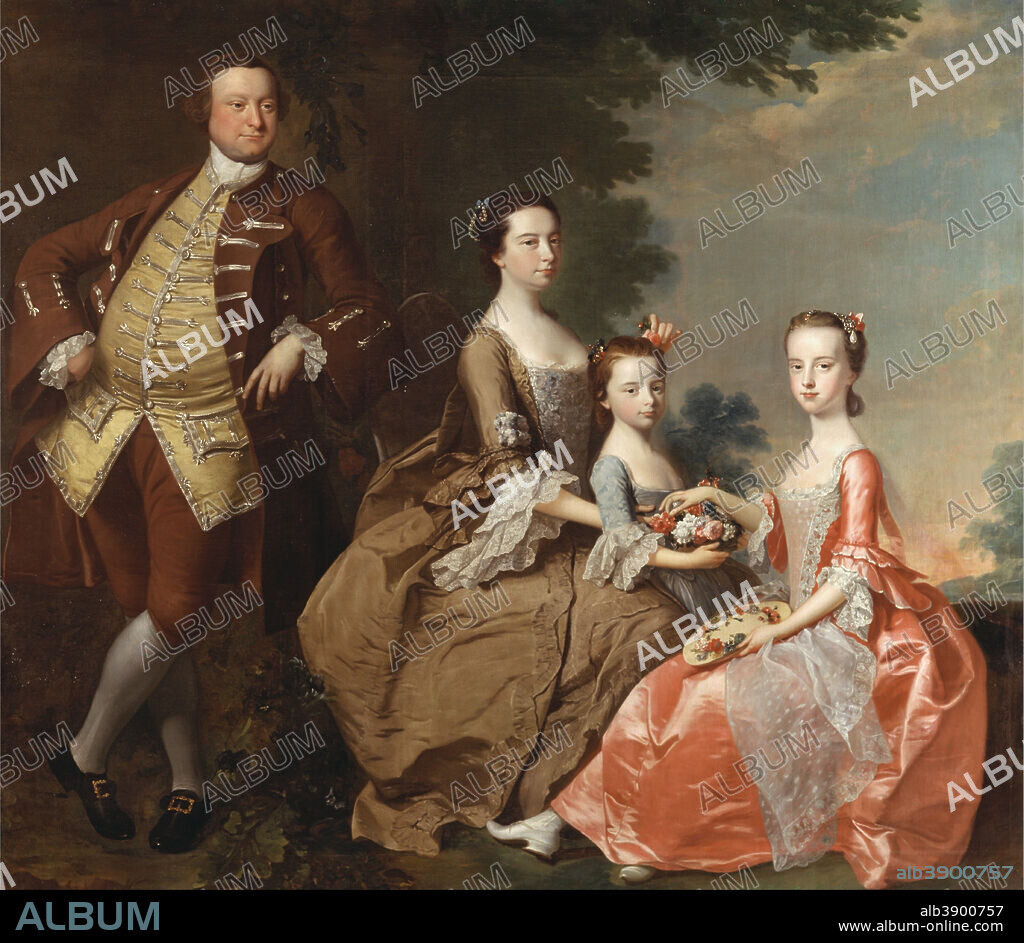 THOMAS HUDSON. The Thistlethwayte Family. Date/Period: Ca. 1758. Painting. Oil on canvas. Height: 1,861 mm (73.26 in); Width: 2,146 mm (84.48 in).