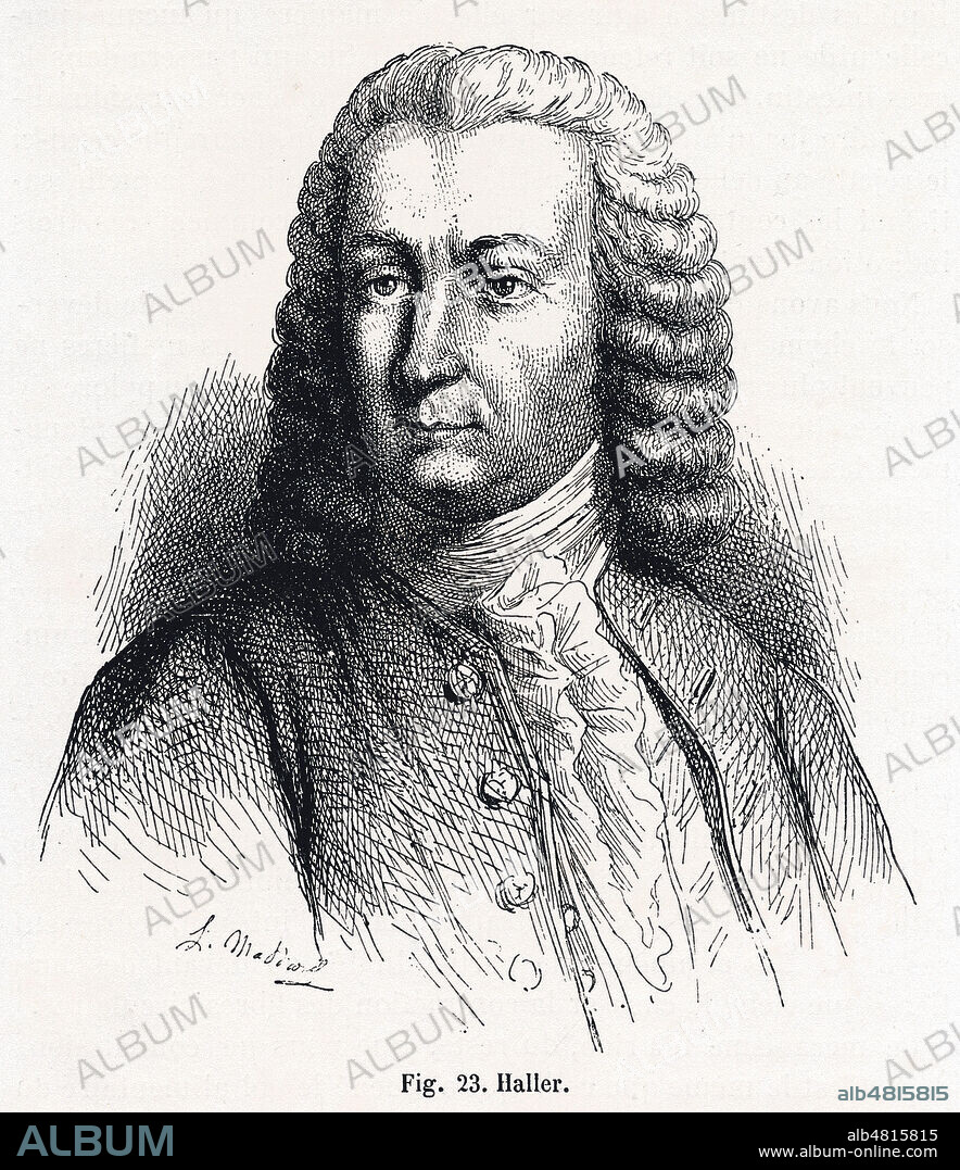 Albrecht von HALLER (1708-1777). Illustration de 1879 par Leopold MASSARD (1812-1889) pour Connais-toi toi-meme par Louis FIGUIER (1819-1894). Credit : Collection Jonas/Kharbine-Tapabor.
