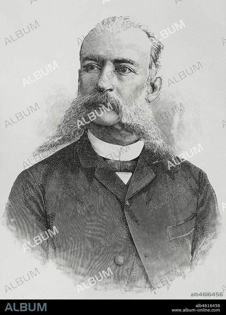 ARTURO CARRETERO (CA.1852-1903). SPANISH ENGRAVER.. José María Gálvez y Alfonso (1834-1906). Abogado, periodista y político cubano. Fundador del Partido Liberal Autonomista de Cuba (1878). Presidente del gobierno autónomo de Cuba en 1898. Retrato. Grabado por Arturo Carretero. La Ilustración Española y Americana, 1898.