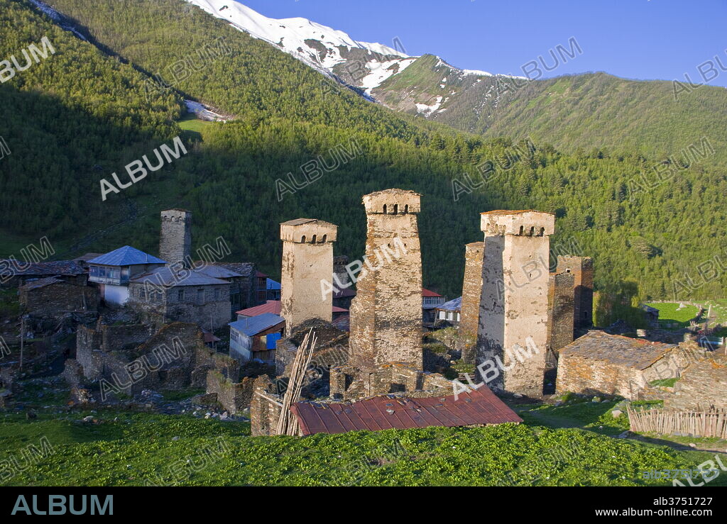 The fortified village of Ushguli, Svanetia, UNESCO World Heritage Site, Georgia, Caucasus, Central Asia, Asia.
