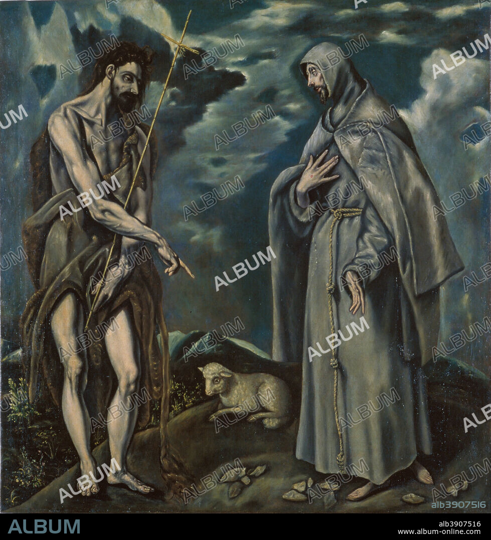 EL GRECO. Saint John the Baptist and Saint Francis of Assisi. Date/Period: Turn of the 16/17th century. Painting. Oil on canvas. Height: 81 cm (31.8 in); Width: 60 cm (23.6 in).