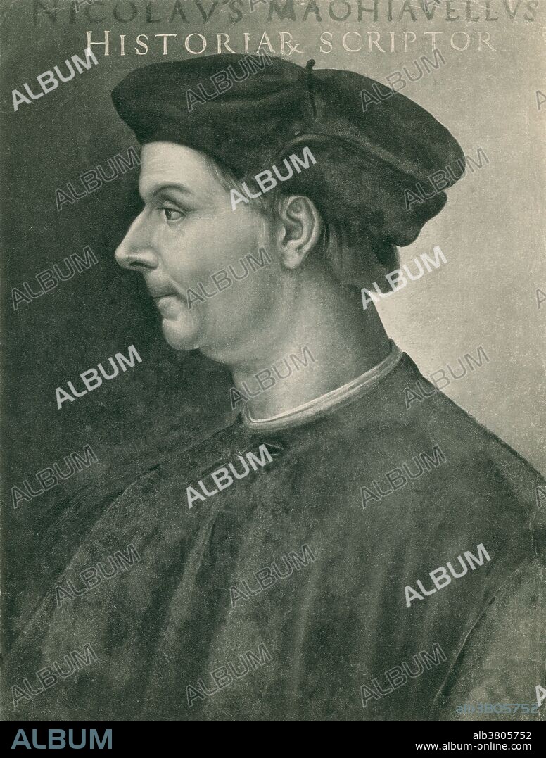 Niccolo di Bernardo dei Machiavelli (May 3, 1469 - June 21,1527) was an Italian historian, politician, diplomat, philosopher, humanist and writer based in Florence during the Renaissance. He was for many years an official in the Florentine Republic, with responsibilities in diplomatic and military affairs. He was a founder of modern political science, and more specifically political ethics. He also wrote comedies, carnival songs, and poetry. His personal correspondence is renowned in the Italian language. He was Secretary to the Second Chancery of the Republic of Florence from 1498 to 1512, when the Medici were out of power. He wrote his masterpiece, The Prince, after the Medici had recovered power and he no longer held a position of responsibility in Florence. "Machiavellianism", is a widely used negative term to characterize unscrupulous politicians of the sort Machiavelli described in The Prince. The book itself gained enormous notoriety and wide readership because the author seemed to be endorsing this evil behavior. He died in 1527 at the age of 58. Undated, unknown artist.