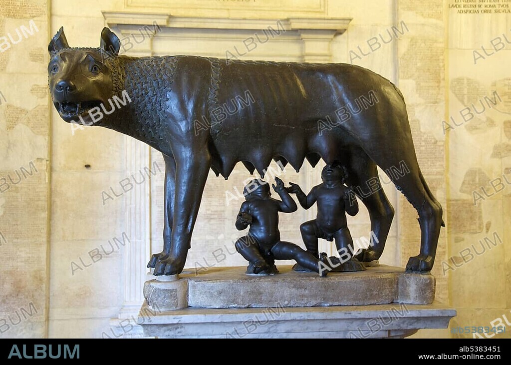 Etruscan bronze statue of the she-wolf with Romulus and Remus, Capitoline Museum, Capitoline Hill, Rome, Italy, Europe