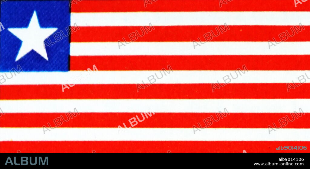 Illustration depicting the National and Merchant Flag and Ensign of Liberia. Dated 20th Century.