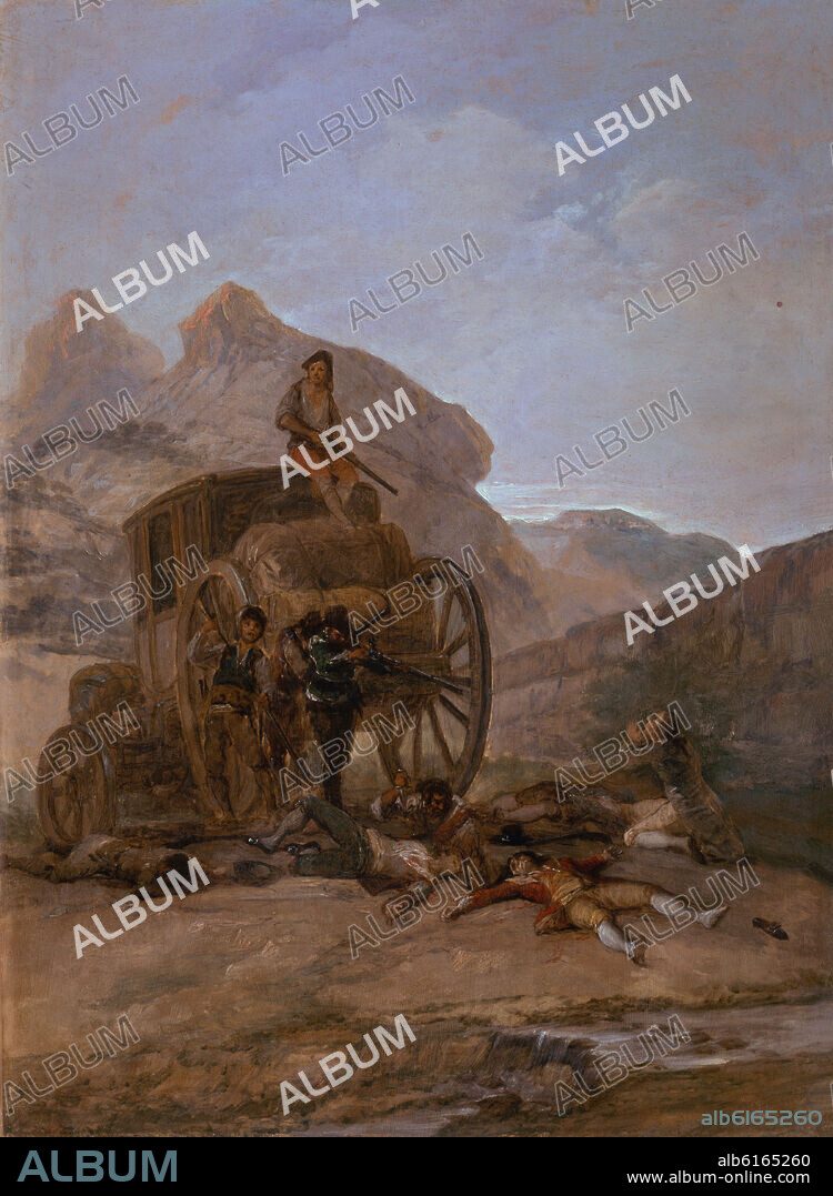 FRANCISCO DE GOYA. ATAQUE AL COCHE O ASALTO A LA DILIGENCIA-1793-OLEO SOBRE HOJALATA-50x32 CMS.