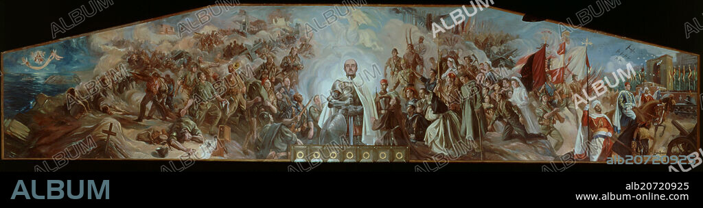 ARTURO REQUE MERUVIA-KEMER-. ALEGORIA DE FRANCO Y LA CRUZADA - 1948/9 - PINTURA MURAL.