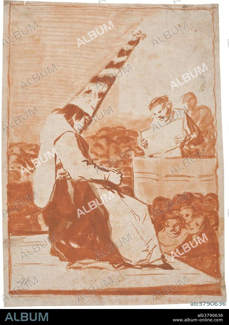 Francisco de Goya y Lucientes / 'Aquellos polbos (Capricho 23)'. 1797 - 1798. Aguada roja, Sanguina sobre papel, 200 x 146 mm.