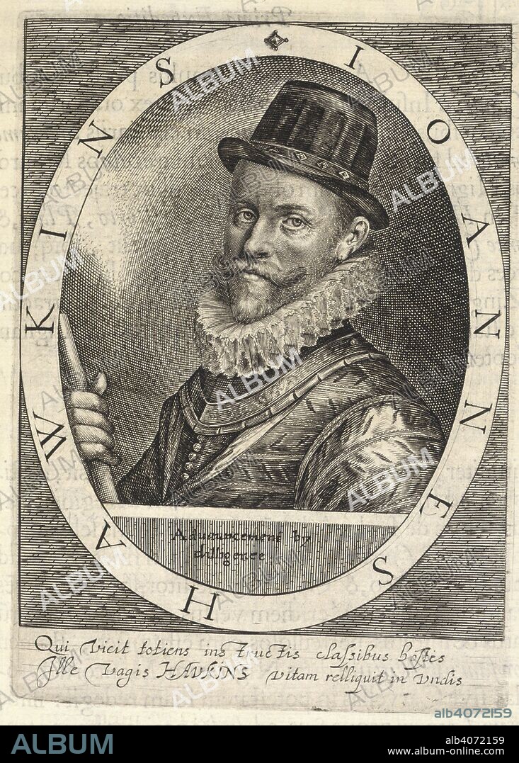HENRY HOLLAND. Sir John Hawkins or Hawkyns (1532-1595). English navigator and naval commander. Portrait. Herwologia Anglica, hoc est clarissimorum et doctissimorum aliquot Anglorum qui floruerunt ab anno Cristi MD. usq. ad presenrem annum MDCXX. VivÃ¦ effigies, vitÃ¦ et elogia, authore H. H(ollandio), Anglo Britanno. Impensis C. PassÃ¦i et Jansonii BibliopolÃ¦: [London. Source: 491.i.6.(2), page 102.