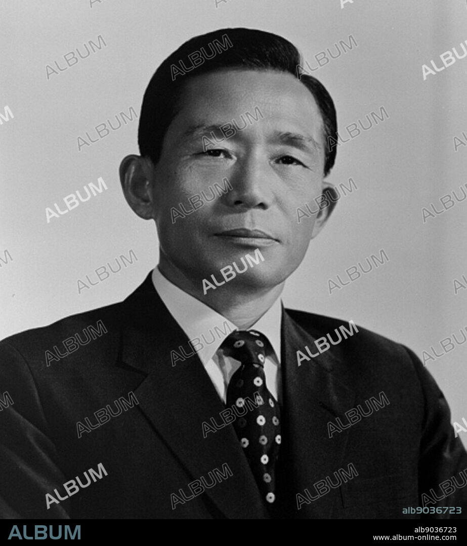Park Chung-hee (1917 - 1979) was a South Korean general who served as the leader of South Korea from 1961 until his assassination in 1979; ruling as a de facto military dictator from 1961 to 1963, then as the country's de jure third president from 1963 to 1979, after Rhee Syngman and Yun Posun.