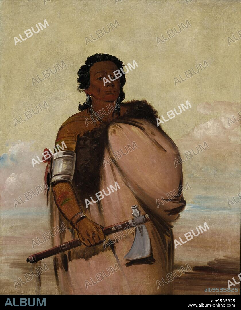 GEORGE CATLIN. Ah'-sho-cole, Rotten Foot, a Noted Warrior. oil on canvas. Date: 1834.