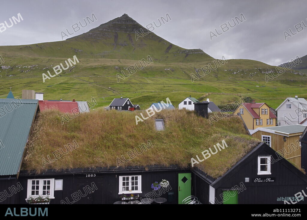 Gjogv, picturesque village in the north of Eysturoy, Faroe Islands (Faroes), Denmark, Europe.