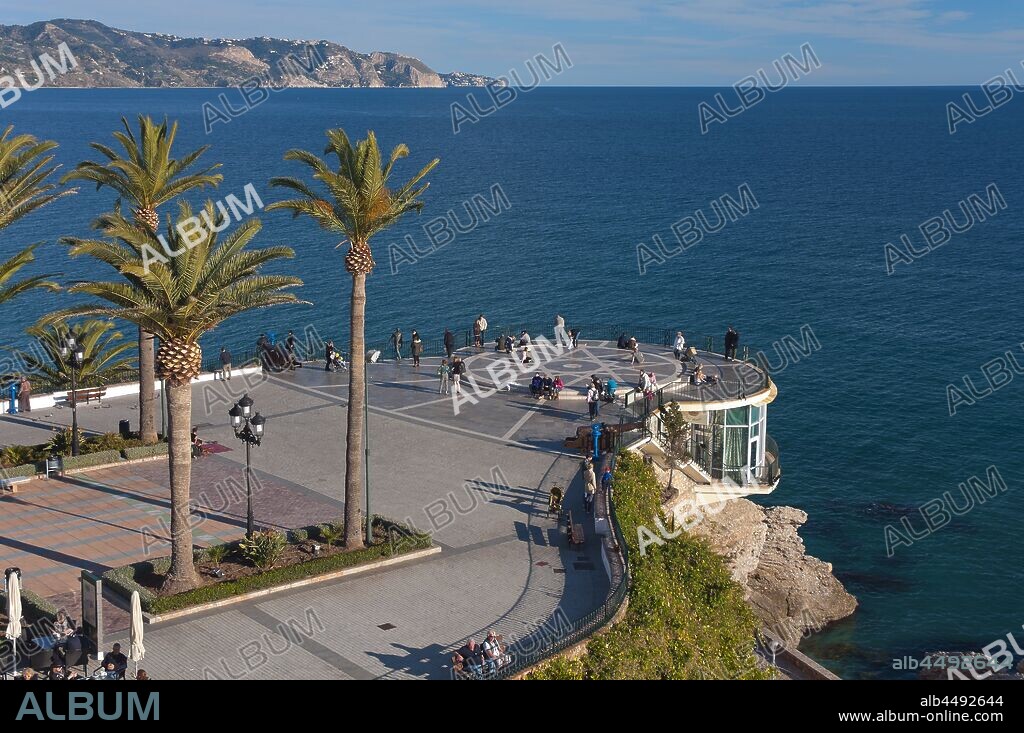 Balcon de Europa and landscape, Nerja, Malaga province, Region of Andalusia, Spain, Europe.