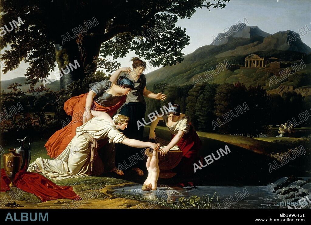 Thetis dipping Achilles into the Styx, by Antoine Borel Rogat.