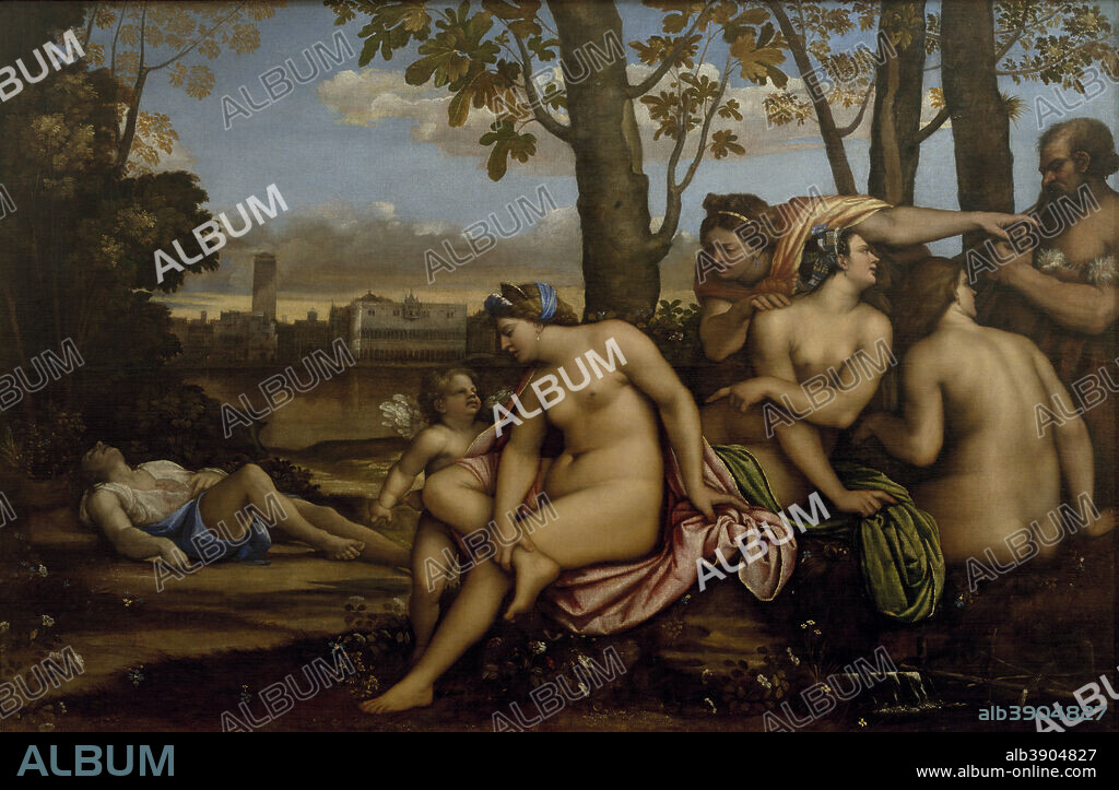 SEBASTIANO DEL PIOMBO. Morte di Adone / Death of Adonis. Date/Period: 1512. Painting. Oil on canvas. Height: 189 cm (74.4 in); Width: 285 cm (112.2 in).