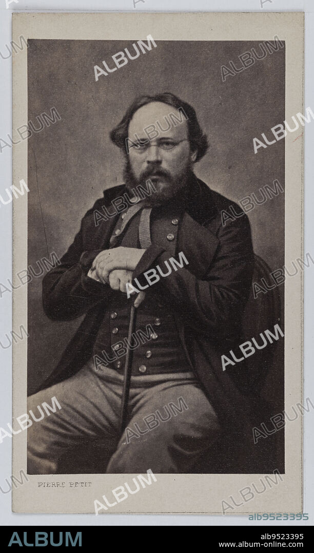 Portrait of Pierre Joseph Proud'hon (1809-1865), publicist, philosopher and sociologist, Petit, Pierre (Pierre Lanith Petit, dit), Photographer, Lozano, J., Diffuser, Between 1860 and 1890, 2nd half of the 19th century, Graphic Arts, Photography, Albumen print, Height: 9.2 cm, Width: 5.5 cm.