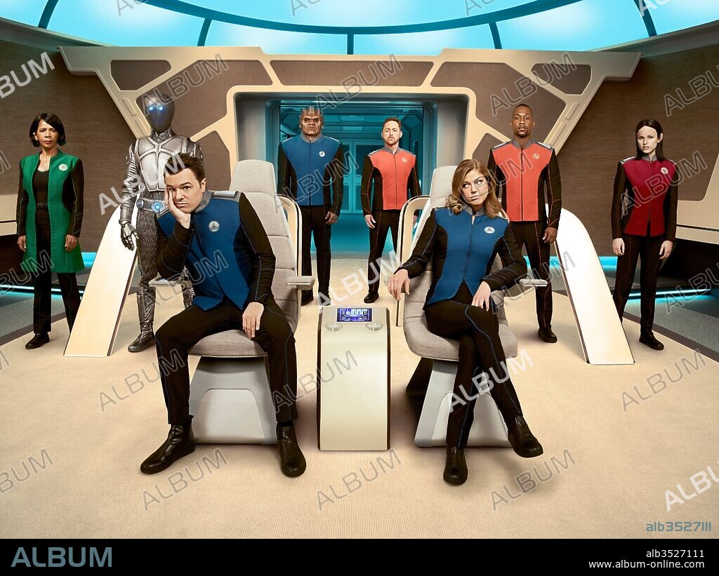 ADRIANNE PALICKI, HALTON SAGE, J. LEE, MARK JACKSON, PENNY JOHNSON, PETER MACON, SCOTT GRIMES und SETH MACFARLANE in THE ORVILLE, 2017, unter der Regie von SETH MACFARLANE. Copyright FUZZY DOOR PROD/20TH CENTURY FOX TV.
