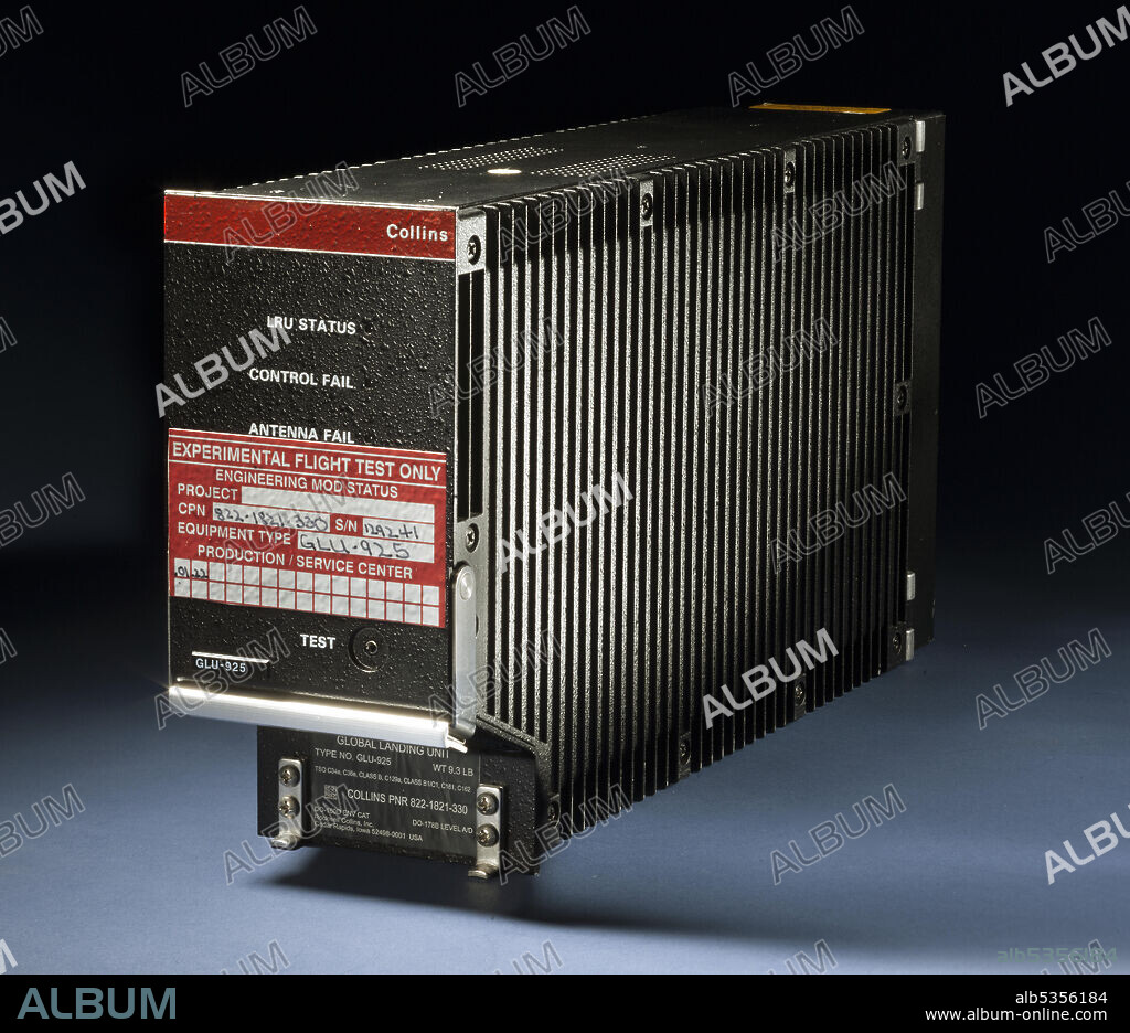 ROCKWELL-COLLINS. Black box flight test unit used in certification trials. The GLU-925 Multi-Mode Receiver (MMR) is the first certified example of an integrated navigational system that incorporates signals from multiple types of navigational and landing systems, including GPS [WAAS and LAAS], GNSS, VOR, MLS, ILS, and integrating them into a single presentation and using the combination of signals to verify the accuracy of others. This allows an air-transport aircraft to use the most adventageous form of navigation, without having to add additional equipment, regardless of where they are in the world. Different nationalities often favor different technologies, sometimes for purely political reasons. The GLU-925 marks the first time that a navigational set has been certified for LAAS capability. LAAS utilizes a GPS differential to provide precision vertical azimuth guidance during landing. This allows air-tranpsort aircraft to make "Cat III" type blind landings with significantly less infrastructure than previous ILS-based procedures. This system will allow much lower landing minimums at a far greater number of airports and will improve the the efficiency of air traffic networks.